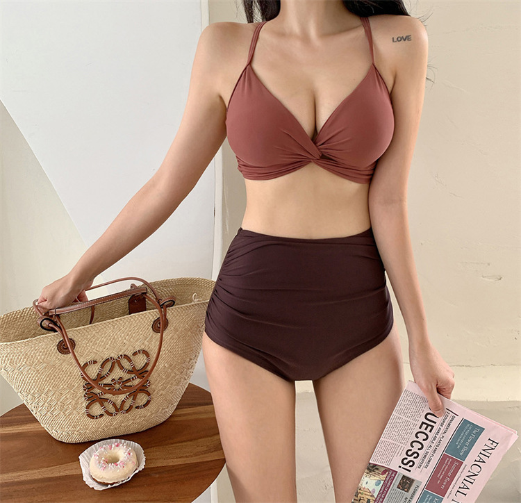 Women's Solid Color 2 Pieces Set Bikinis Swimwear display picture 20