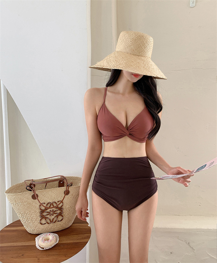 Women's Solid Color 2 Pieces Set Bikinis Swimwear display picture 17