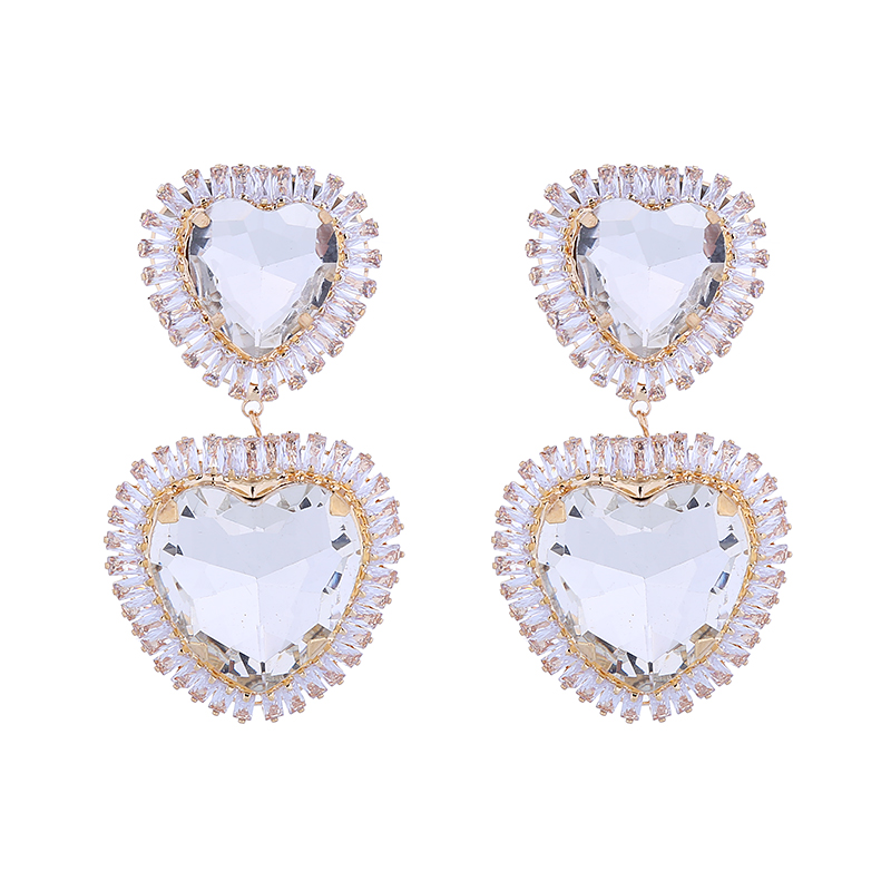 1 Pair Vintage Style Lady Heart Shape Inlay Alloy Rhinestones Drop Earrings display picture 6