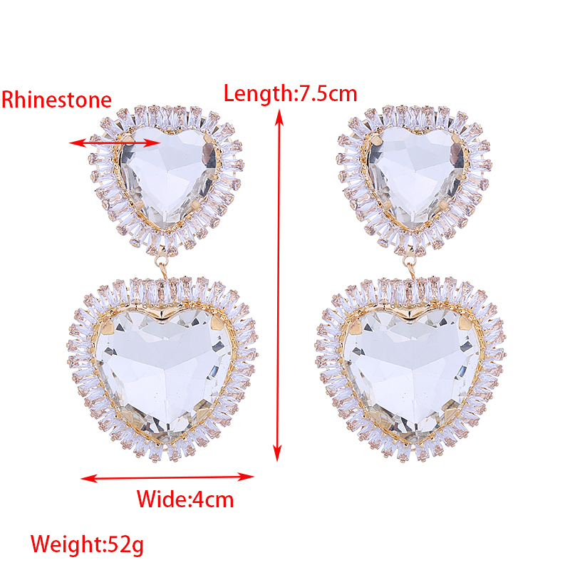1 Pair Vintage Style Lady Heart Shape Inlay Alloy Rhinestones Drop Earrings display picture 1