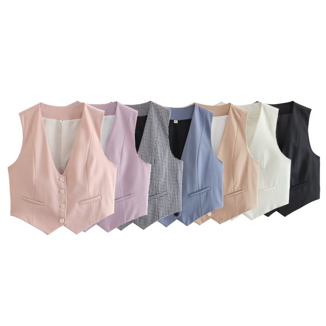 Women's British Style Solid Color Pocket Vest display picture 2