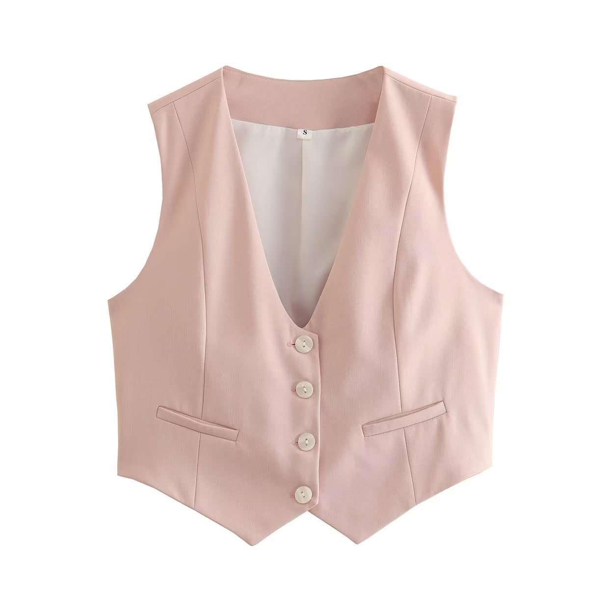 Women's British Style Solid Color Pocket Vest display picture 28