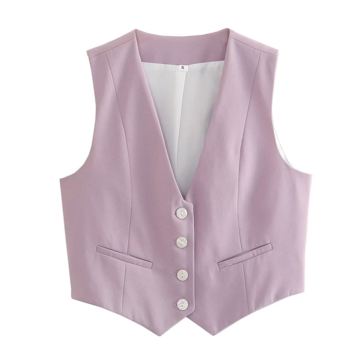 Women's British Style Solid Color Pocket Vest display picture 56