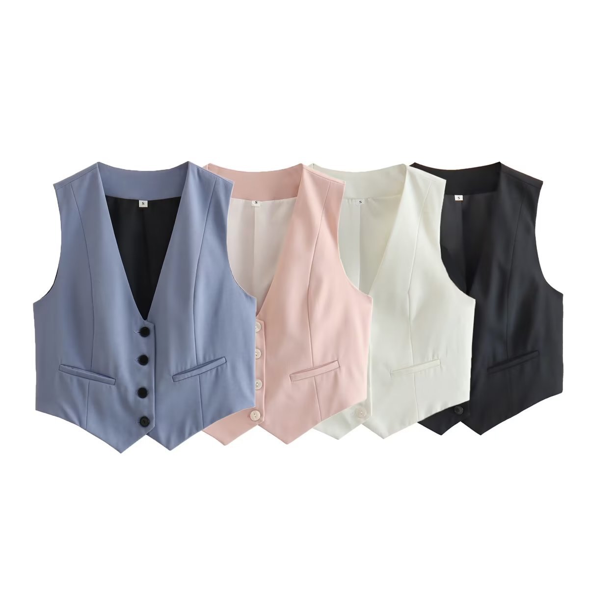 Women's British Style Solid Color Pocket Vest display picture 1
