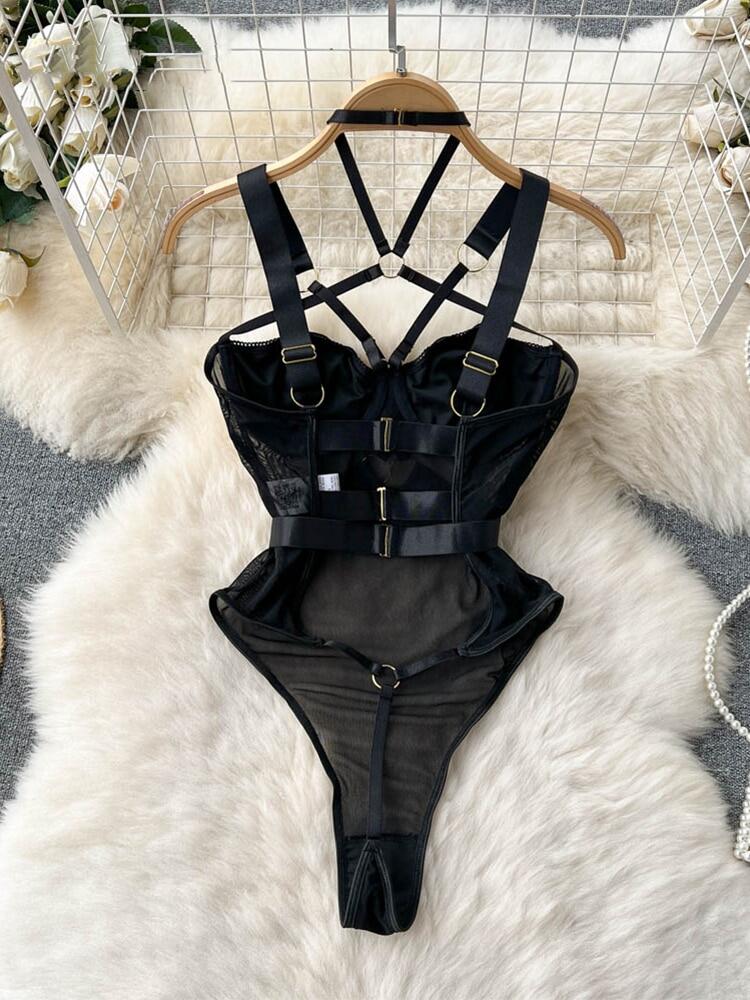 Solid Color Wireless Bra Strapped Busty Sexy Soft Straps Bowknot See-through Sexy Lingerie display picture 3