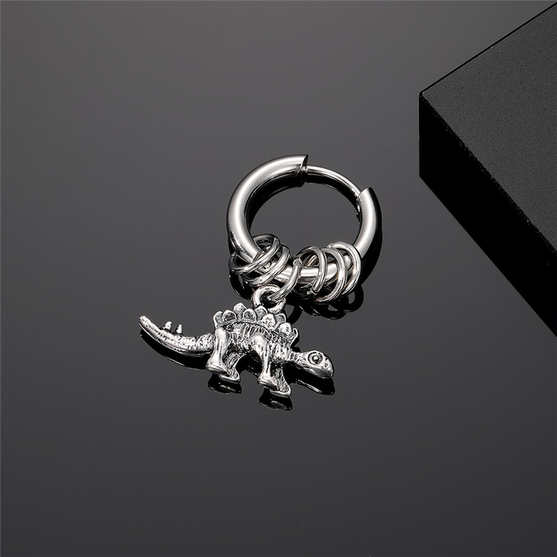 1 Piece Cute Vintage Style Simple Style Fork Dinosaur Solid Color Stainless Steel Alloy Drop Earrings display picture 2