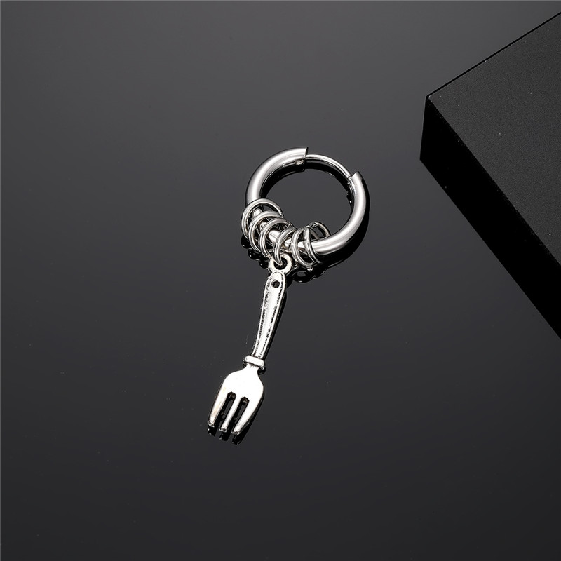 1 Piece Cute Vintage Style Simple Style Fork Dinosaur Solid Color Stainless Steel Alloy Drop Earrings display picture 5