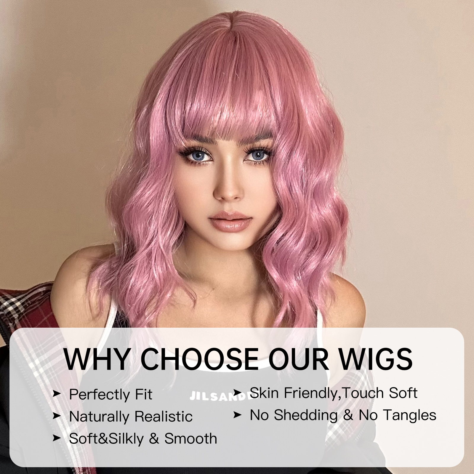Women's Elegant Cute Pink Casual Holiday Chemical Fiber Bangs Short Curly Hair Wig Net display picture 1