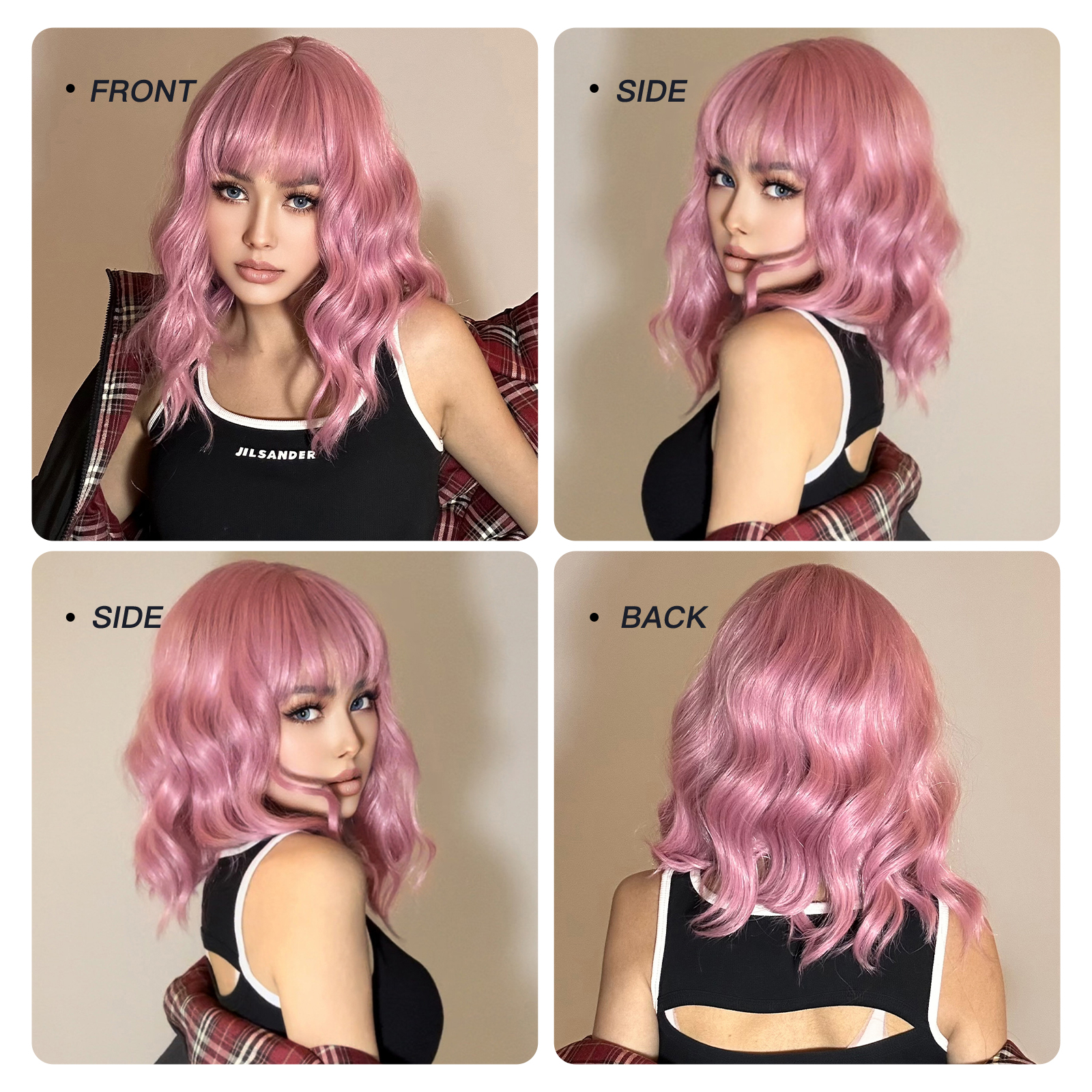 Women's Elegant Cute Pink Casual Holiday Chemical Fiber Bangs Short Curly Hair Wig Net display picture 4