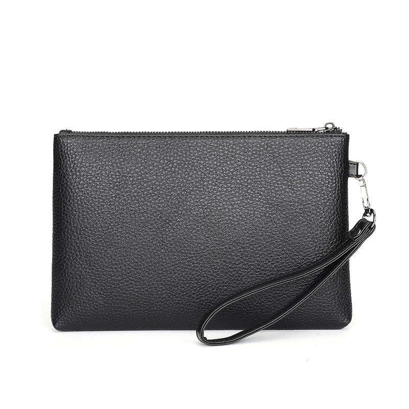 Men's Solid Color Litchi Pattern Pu Leather Zipper Clutch Bag display picture 9