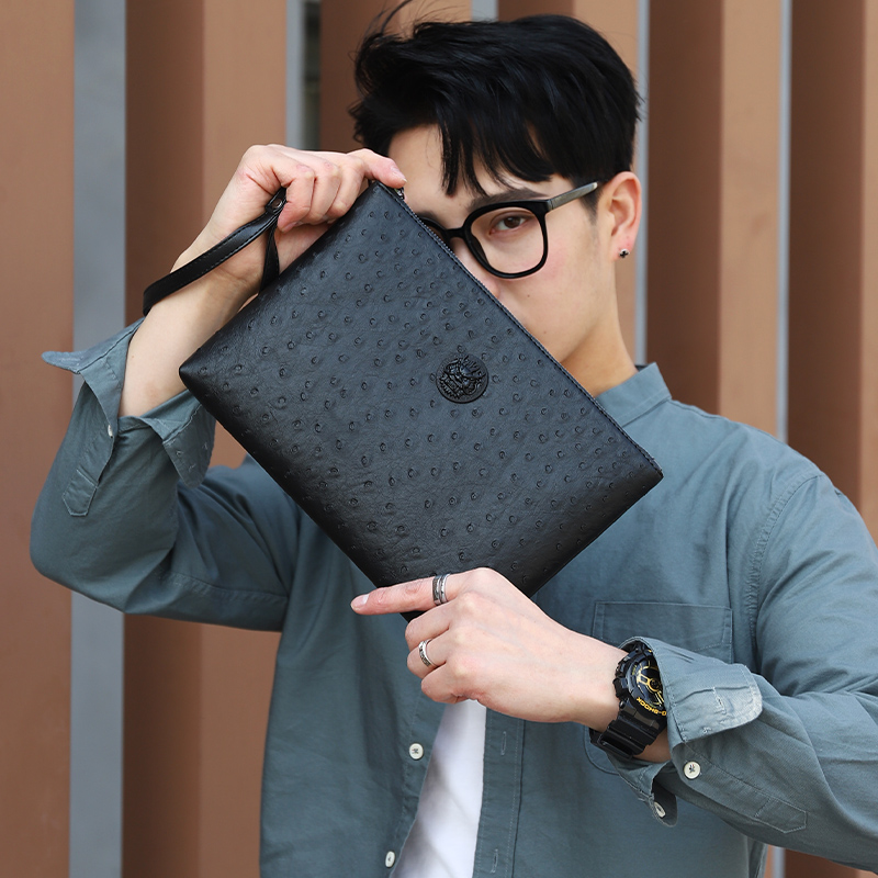 Men's Animal Solid Color Pu Leather Zipper Clutch Bag display picture 1
