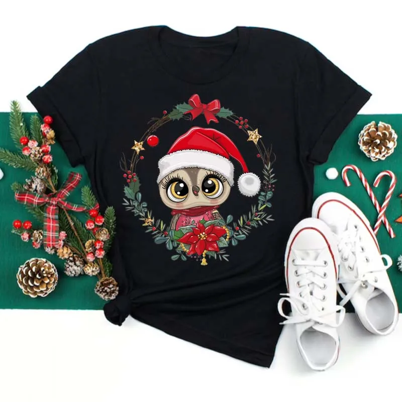 Women's T-shirt Sleeveless T-Shirts Simple Style Animal Cartoon Christmas Tree display picture 2
