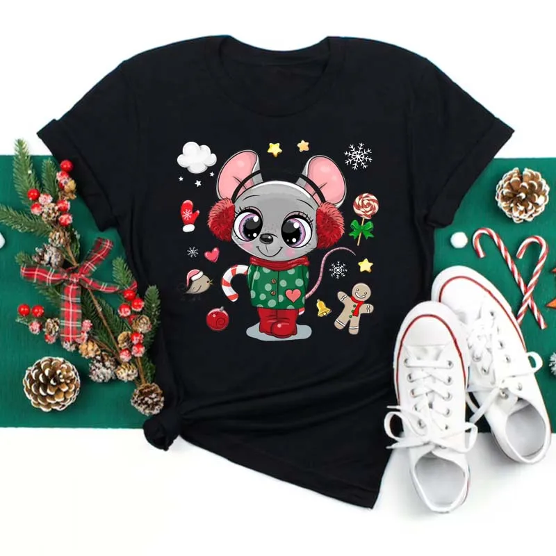 Women's T-shirt Sleeveless T-Shirts Simple Style Animal Cartoon Christmas Tree display picture 3