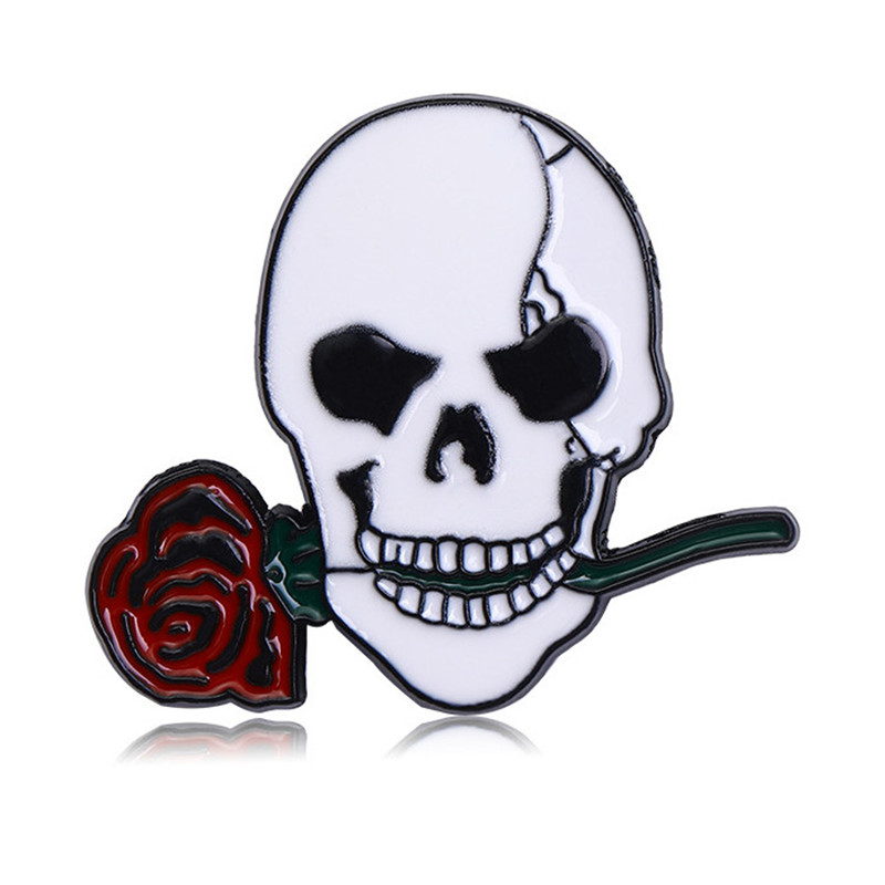 Cartoon Style Punk Flame Rose Skull Alloy Stamping Stoving Varnish Plating Unisex Brooches display picture 28