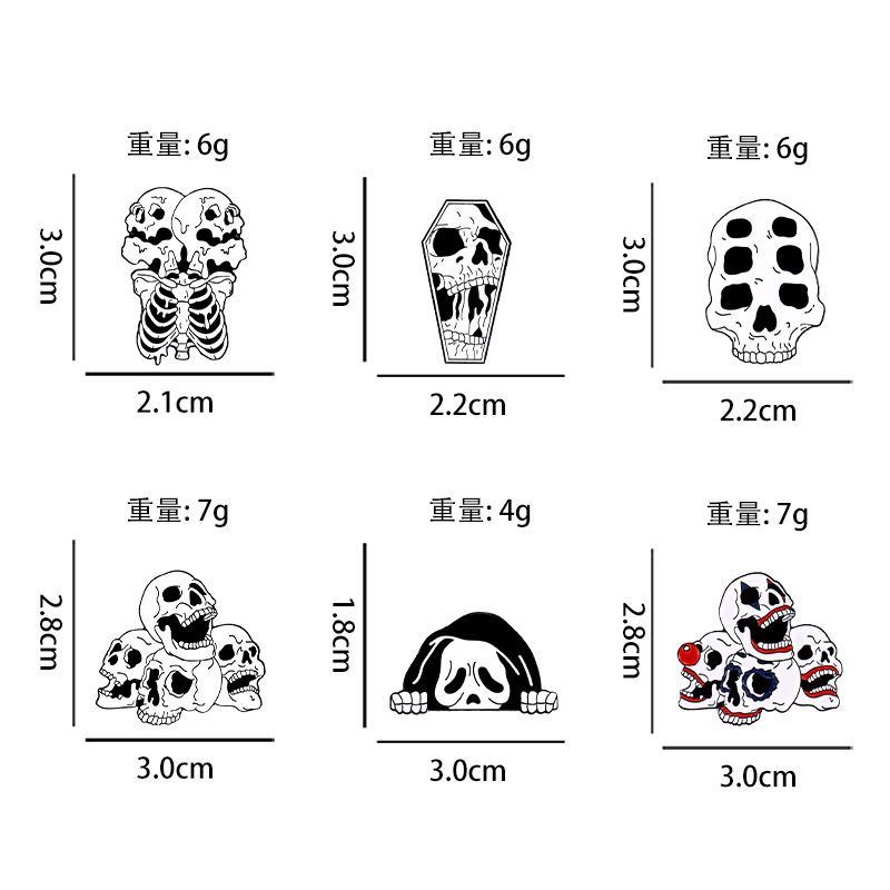 Cartoon Style Punk Flame Rose Skull Alloy Stamping Stoving Varnish Plating Unisex Brooches display picture 12