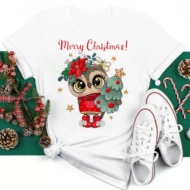 Women's T-shirt Sleeveless T-Shirts Simple Style Animal Cartoon Christmas Tree display picture 8
