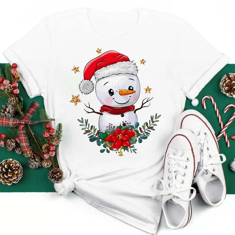 Women's T-shirt Sleeveless T-Shirts Simple Style Animal Cartoon Christmas Tree display picture 7