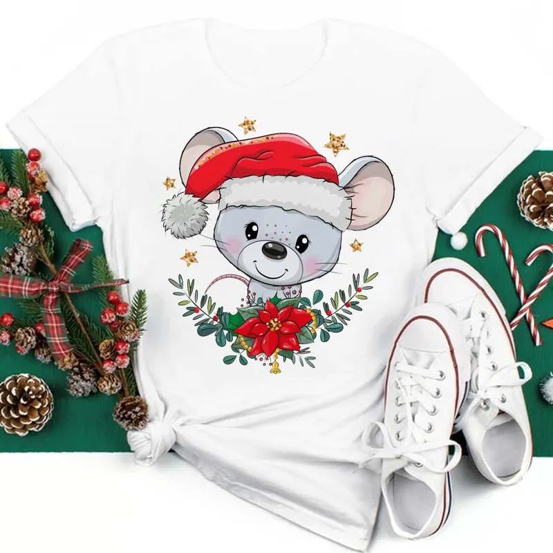 Women's T-shirt Sleeveless T-Shirts Simple Style Animal Cartoon Christmas Tree display picture 9