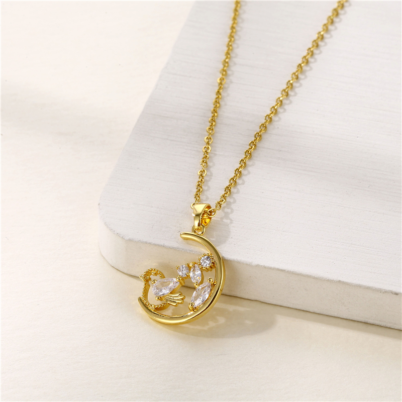 Simple Style Heart Shape Key Stainless Steel Titanium Steel Plating Inlay Zircon 18k Gold Plated Gold Plated Pendant Necklace display picture 10