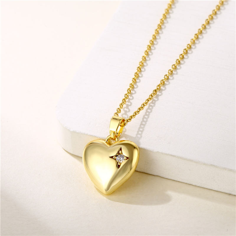 Simple Style Heart Shape Key Stainless Steel Titanium Steel Plating Inlay Zircon 18k Gold Plated Gold Plated Pendant Necklace display picture 7