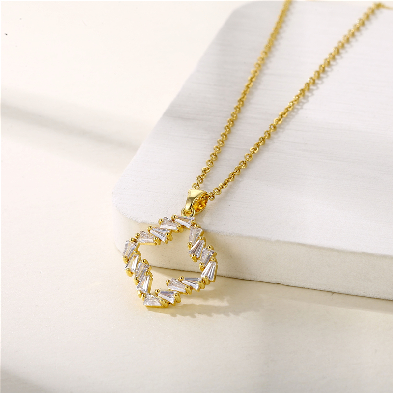 Simple Style Heart Shape Key Stainless Steel Titanium Steel Plating Inlay Zircon 18k Gold Plated Gold Plated Pendant Necklace display picture 5