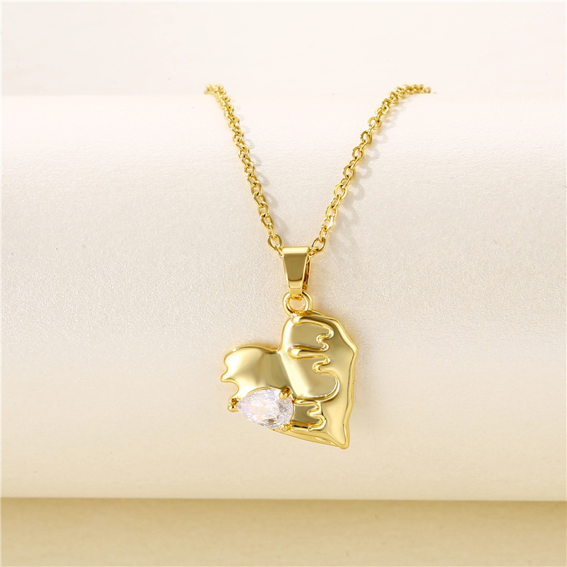 Simple Style Heart Shape Key Stainless Steel Titanium Steel Plating Inlay Zircon 18k Gold Plated Gold Plated Pendant Necklace display picture 1