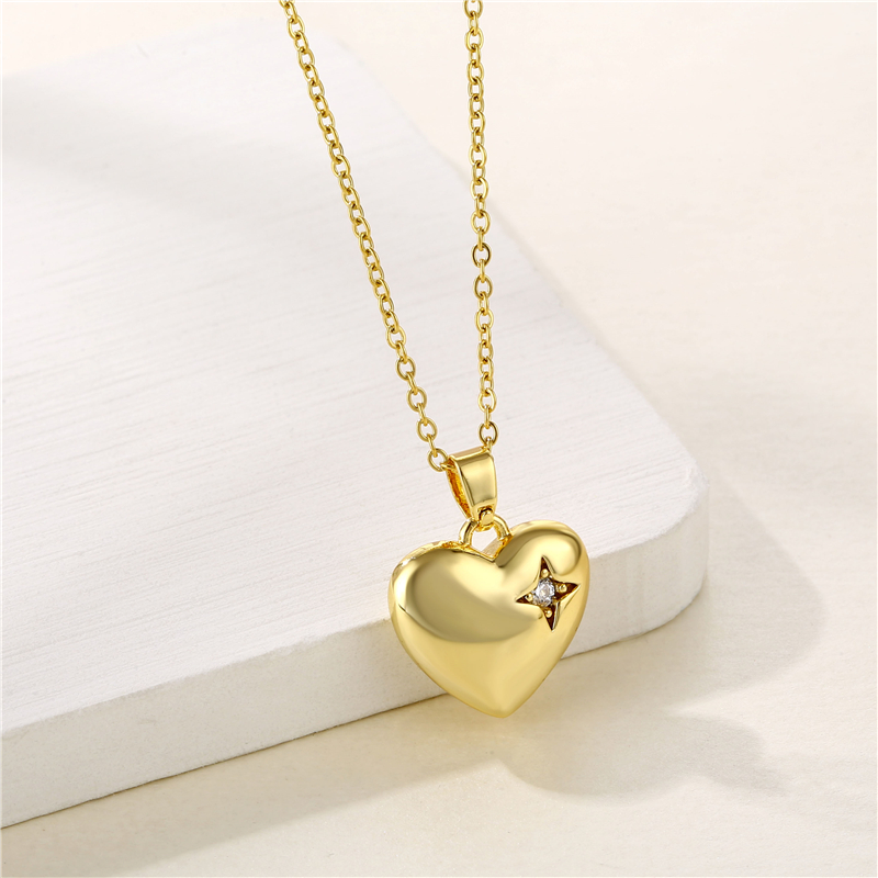 Simple Style Heart Shape Key Stainless Steel Titanium Steel Plating Inlay Zircon 18k Gold Plated Gold Plated Pendant Necklace display picture 8