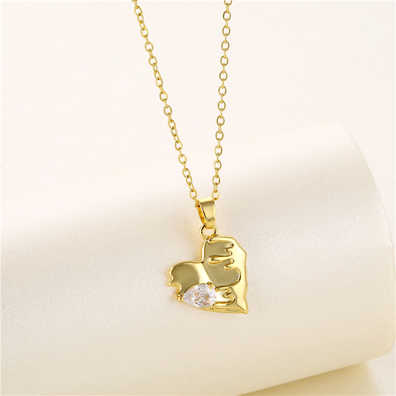 Simple Style Heart Shape Key Stainless Steel Titanium Steel Plating Inlay Zircon 18k Gold Plated Gold Plated Pendant Necklace display picture 2