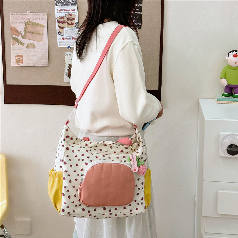 Women's Large Nylon Color Block Preppy Style Zipper Shoulder Bag display picture 3