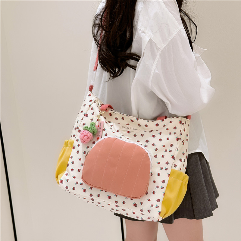 Women's Large Nylon Color Block Preppy Style Zipper Shoulder Bag display picture 4