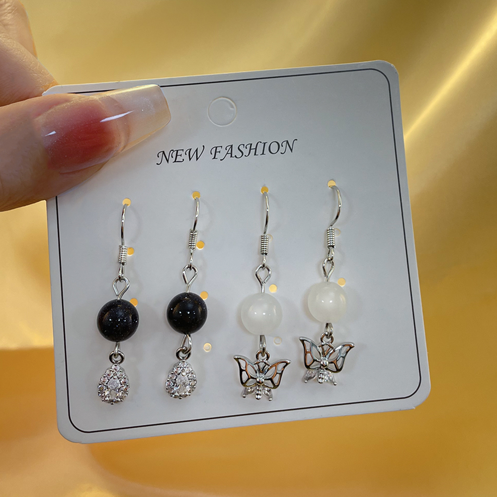1 Set Cute Simple Style Tortoise Dolphin Butterfly Plating Inlay Natural Stone Copper Zircon Natural Stone Zircon 18K Gold Plated White Gold Plated Drop Earrings display picture 3