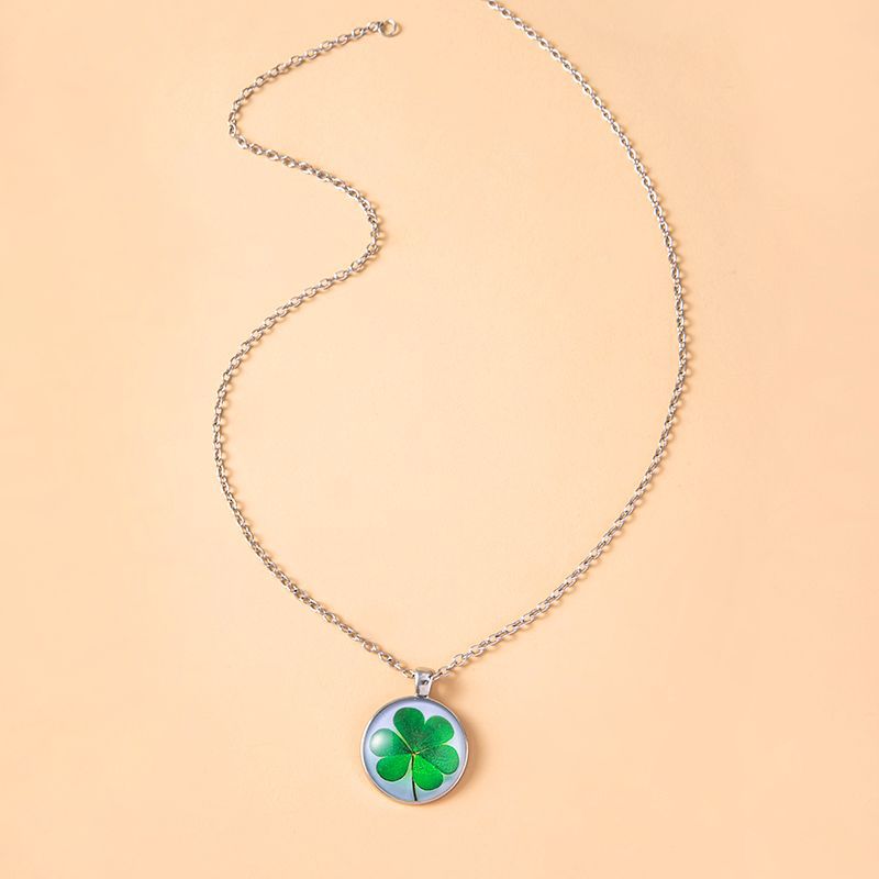Simple Style Alloy Glass Four-leaf Clover Necklace Daily Electroplating Alloy Glass display picture 2