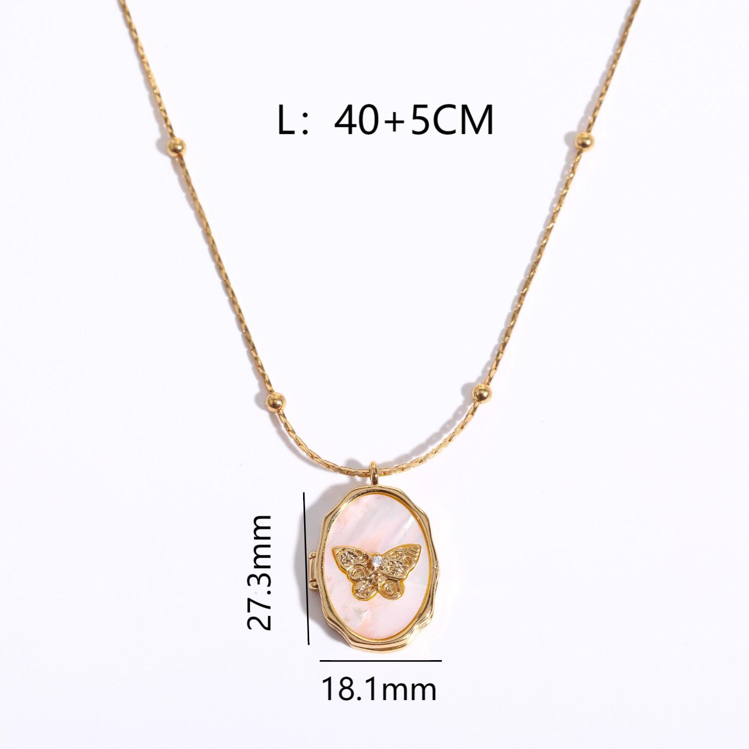 Casual Simple Style Angel Butterfly Copper Plating Shell Copper Zircon 18k Gold Plated Pendant Necklace display picture 2