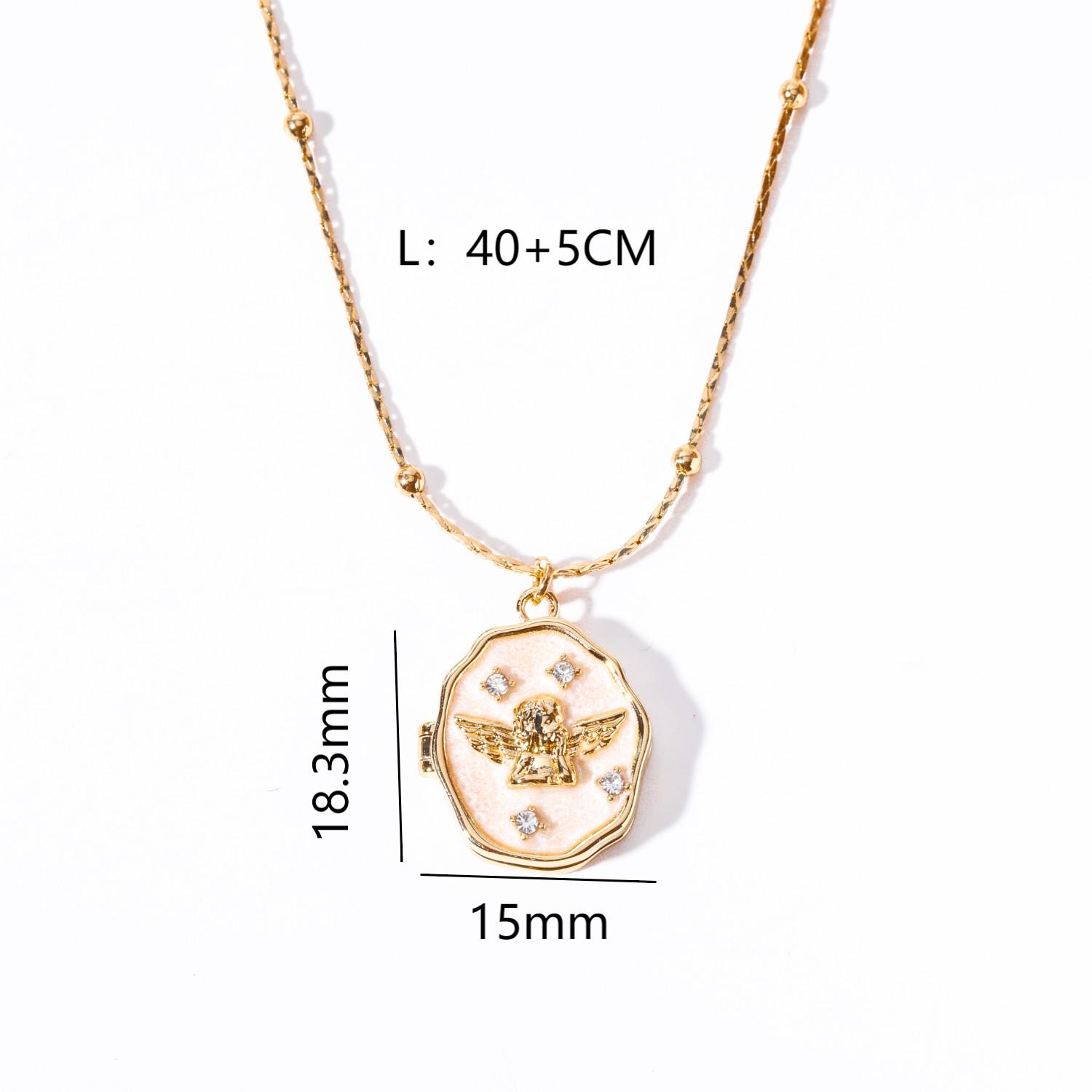Casual Simple Style Angel Butterfly Copper Plating Shell Copper Zircon 18k Gold Plated Pendant Necklace display picture 1