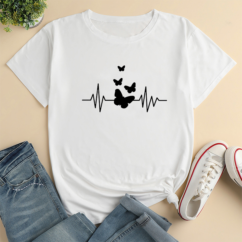 Simple Style Butterfly Polyester Round Neck Short Sleeve Regular Sleeve Printing T-shirt display picture 2