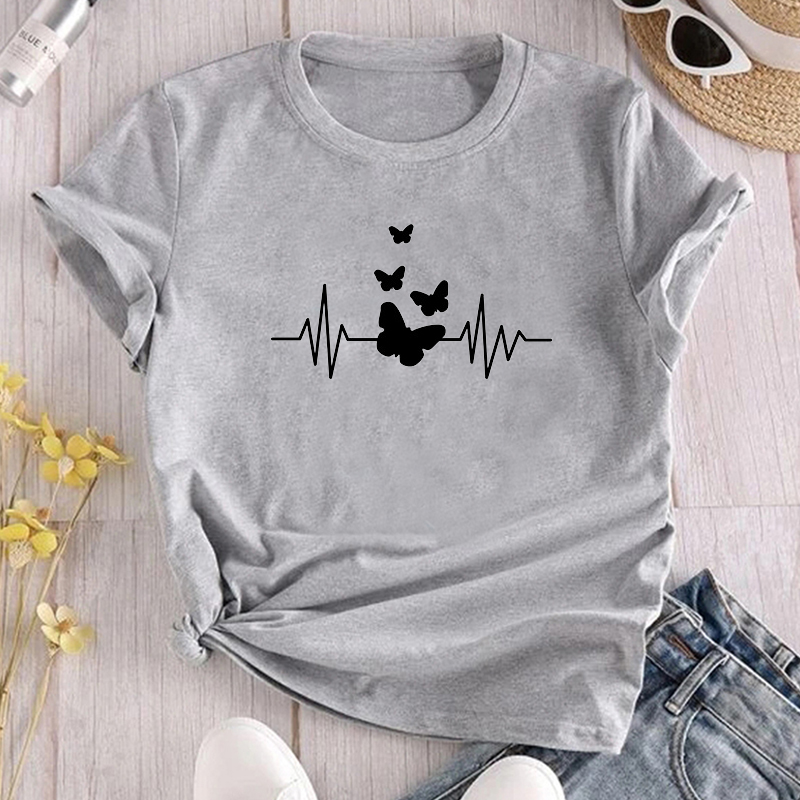 Simple Style Butterfly Polyester Round Neck Short Sleeve Regular Sleeve Printing T-shirt display picture 4