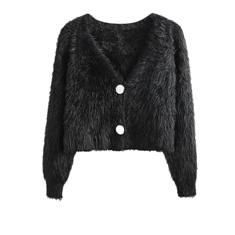 Fashion Solid Color Mink Fur V Neck Long Sleeve Regular Sleeve Coat display picture 9