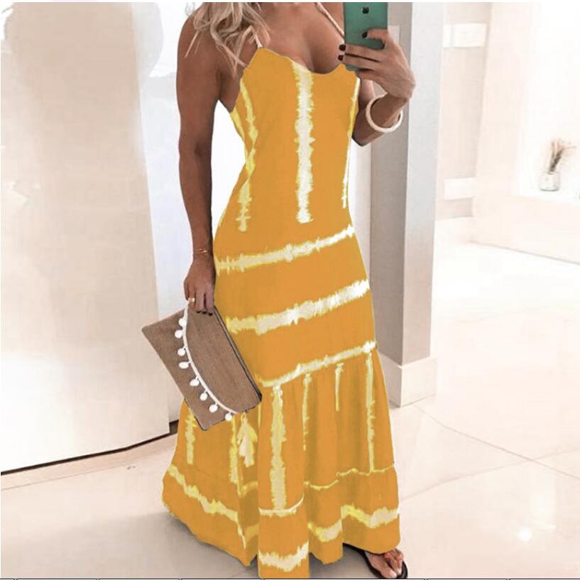 Women's A-line Skirt Casual Bohemian U Neck Printing Sleeveless Solid Color Maxi Long Dress Travel Daily display picture 6