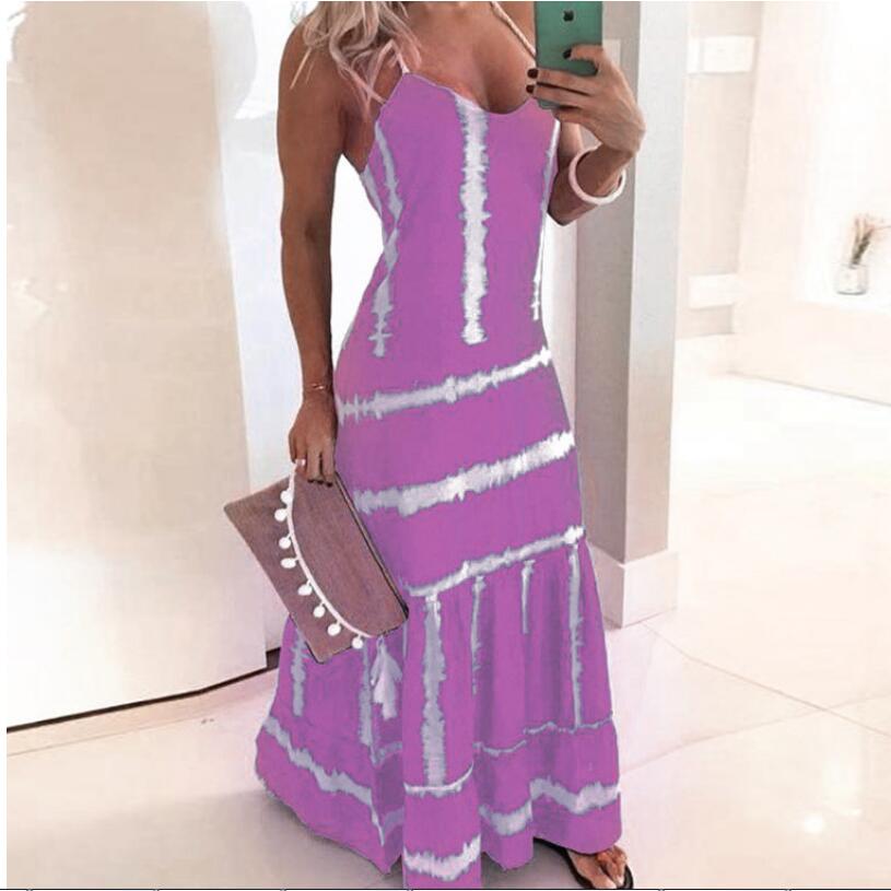 Women's A-line Skirt Casual Bohemian U Neck Printing Sleeveless Solid Color Maxi Long Dress Travel Daily display picture 4