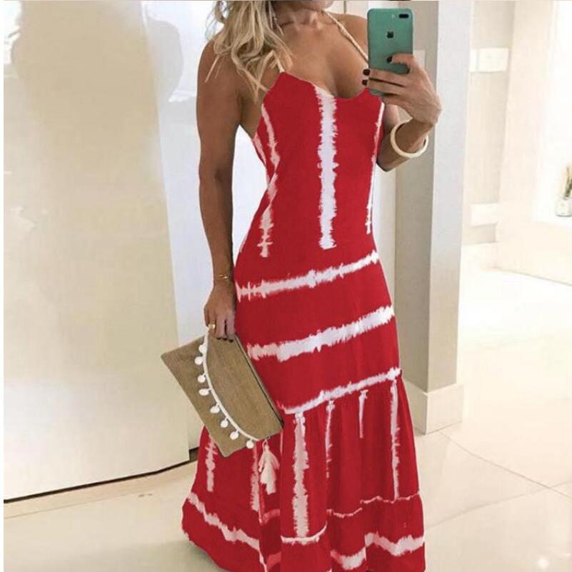 Women's A-line Skirt Casual Bohemian U Neck Printing Sleeveless Solid Color Maxi Long Dress Travel Daily display picture 3