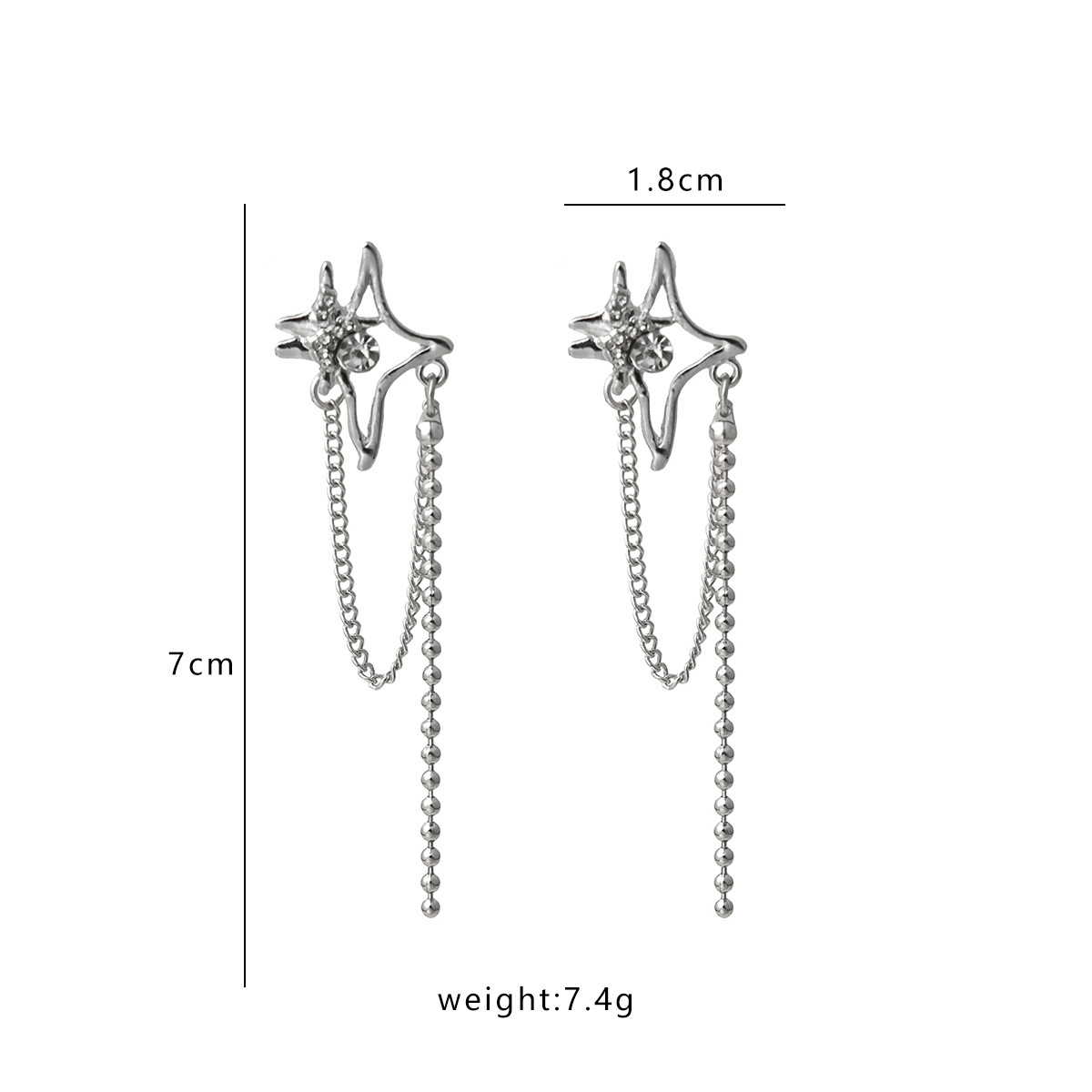 Wholesale Jewelry Ig Style Sweet Star Alloy Rhinestones Chain Inlay Drop Earrings display picture 2