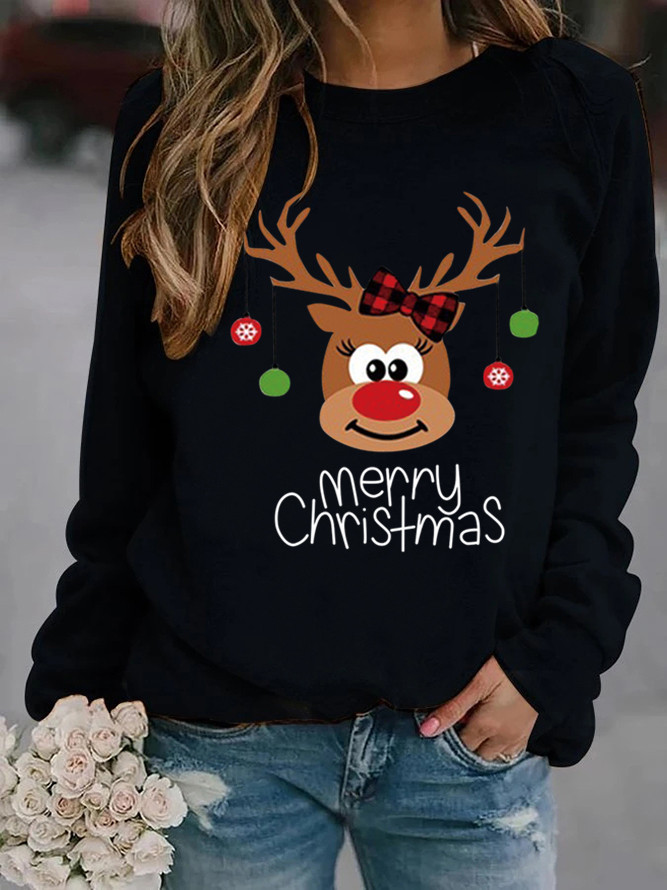 Women's Hoodie Long Sleeve Hoodies & Sweatshirts Printing Casual Letter Deer display picture 5