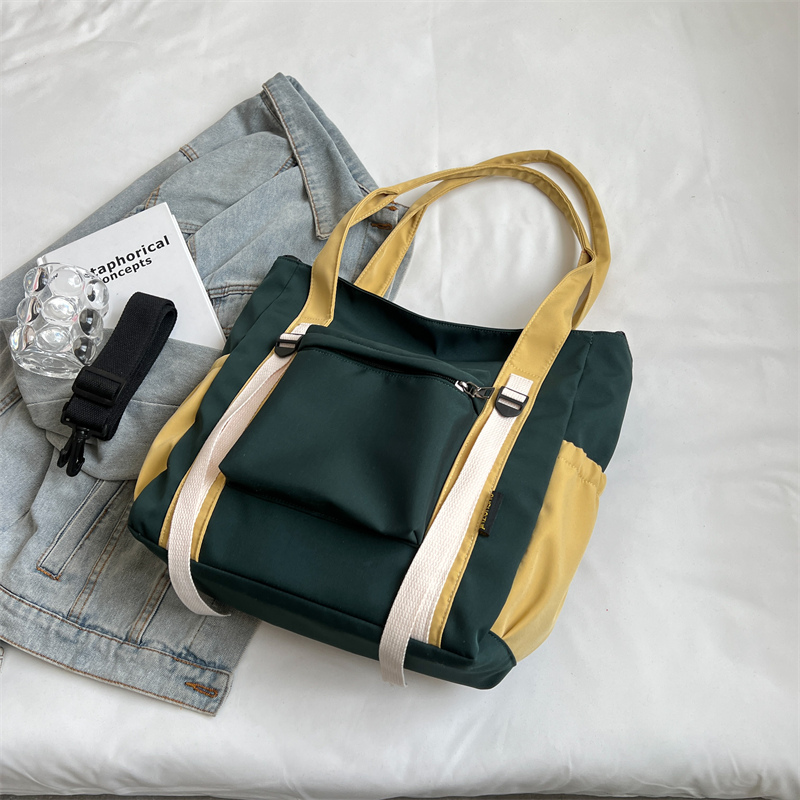 Women's Canvas Color Block Vacation Streetwear Sports Sewing Thread Square Zipper Shoulder Bag Messenger Bag display picture 7