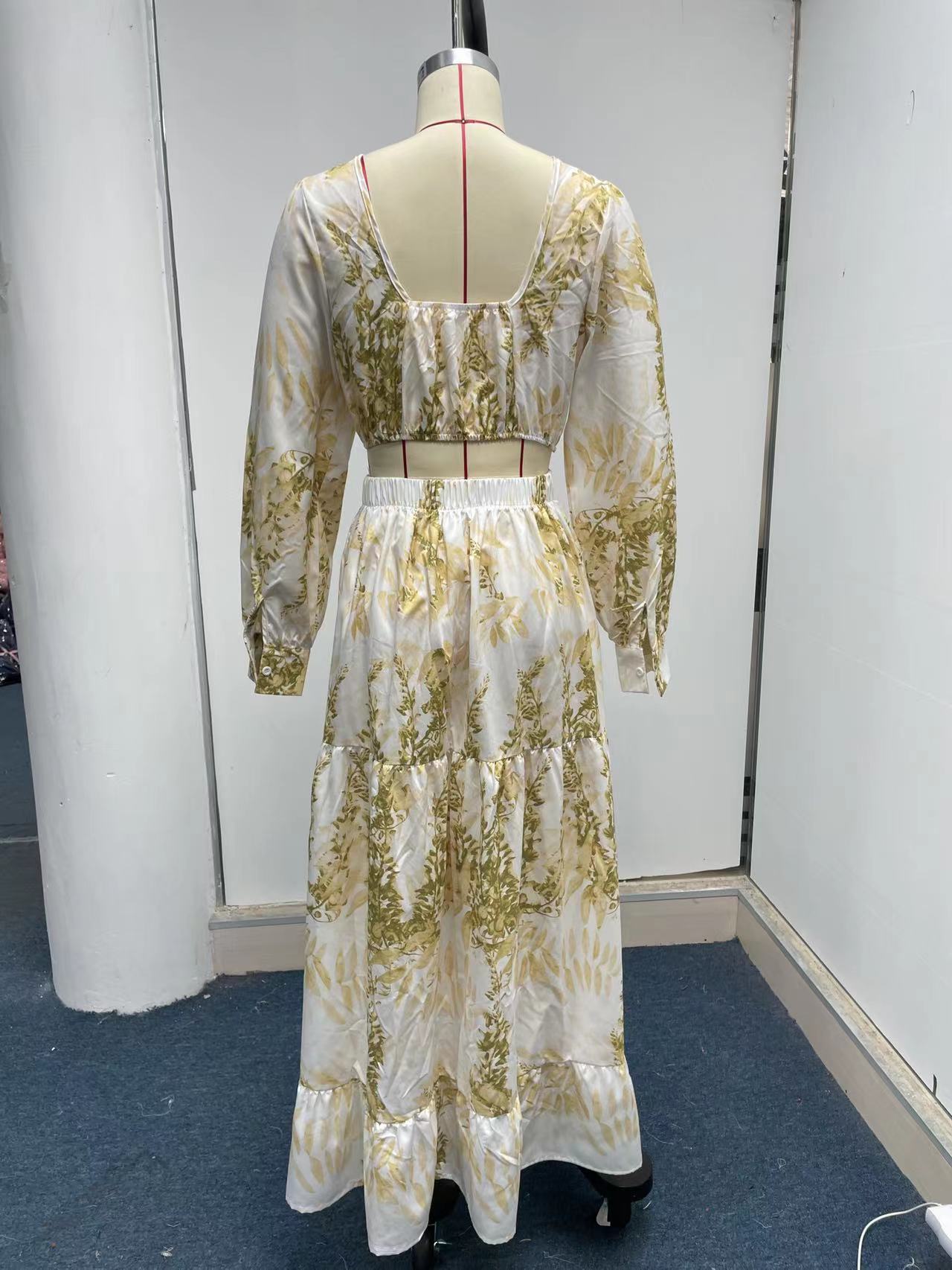 Women's A-line Skirt Elegant V Neck Printing Long Sleeve Printing Maxi Long Dress Daily display picture 7