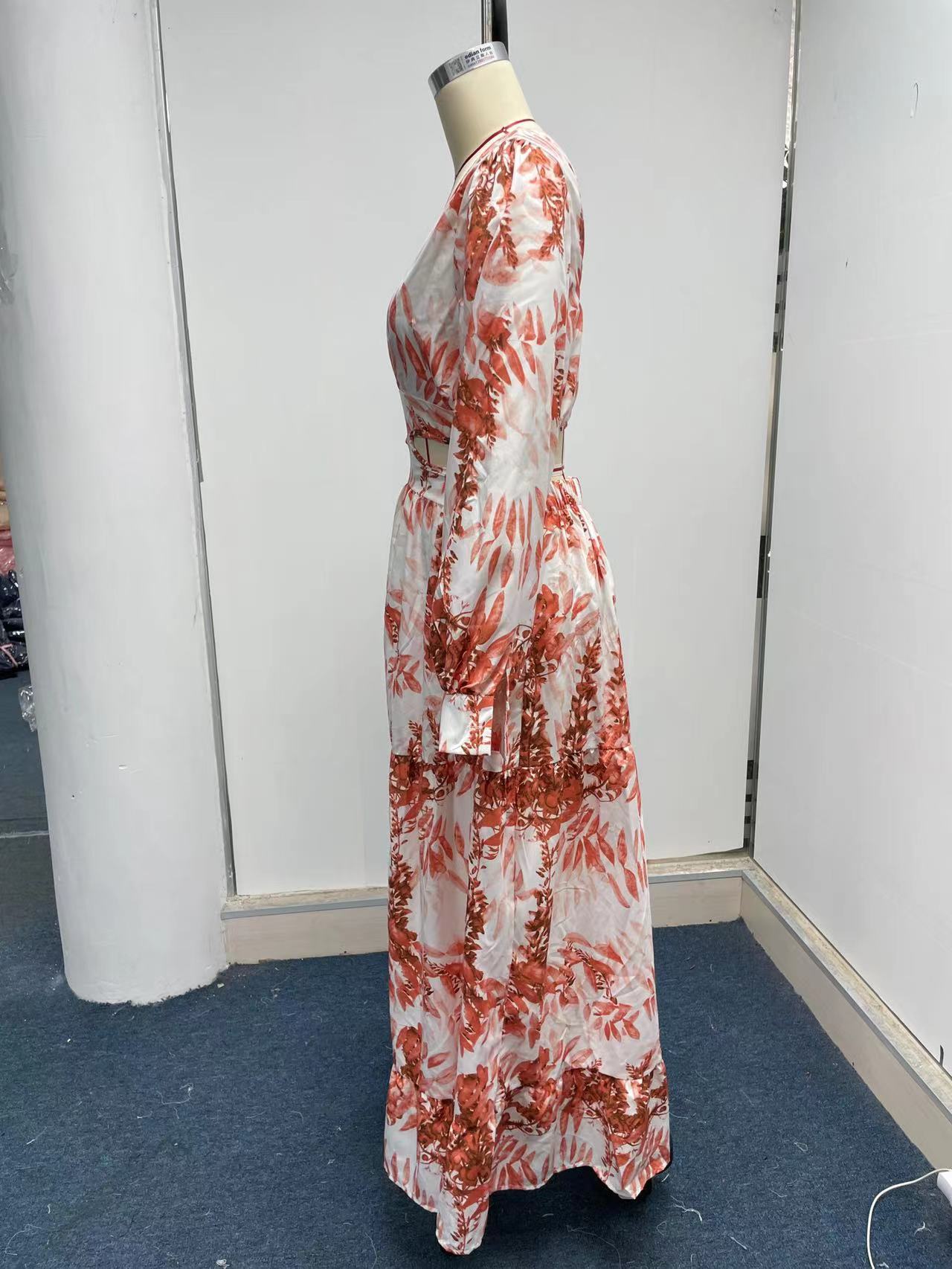 Women's A-line Skirt Elegant V Neck Printing Long Sleeve Printing Maxi Long Dress Daily display picture 17