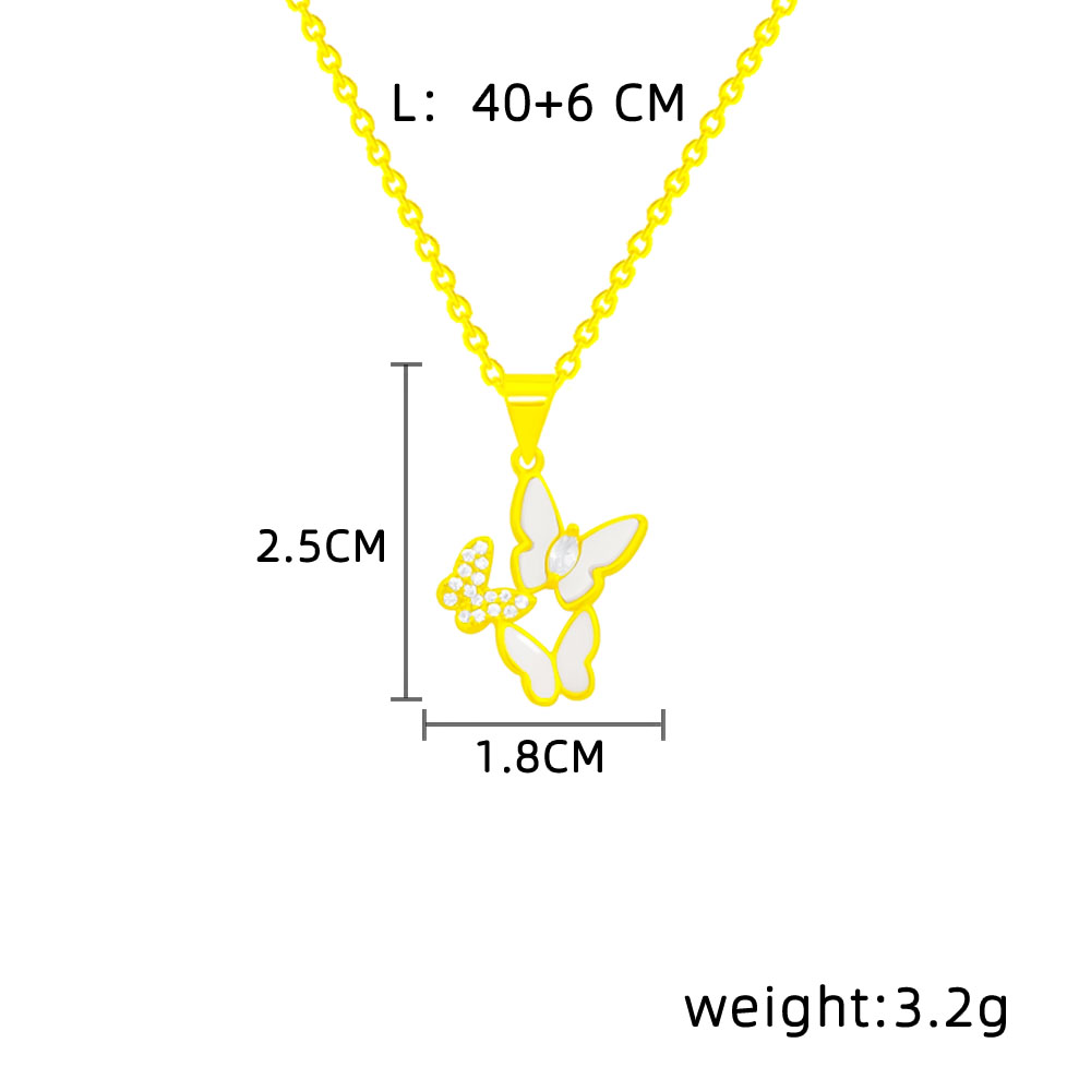 Elegant Sweet Butterfly Titanium Steel Plating Inlay Shell Zircon 18k Gold Plated Pendant Necklace display picture 7