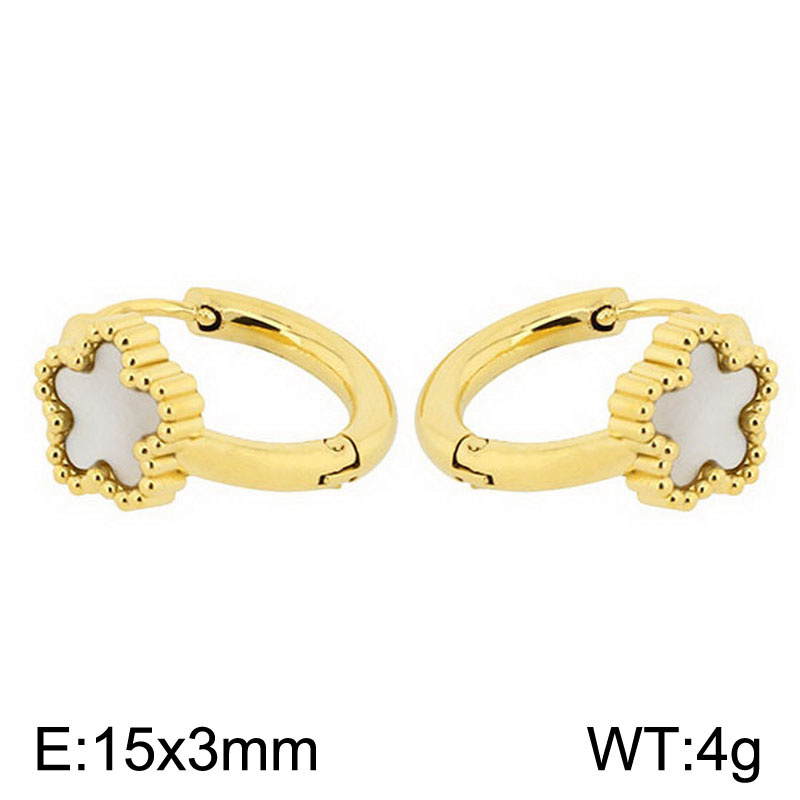 1 Pair Simple Style Flower Inlay Titanium Steel Shell 18K Gold Plated Hoop Earrings display picture 8