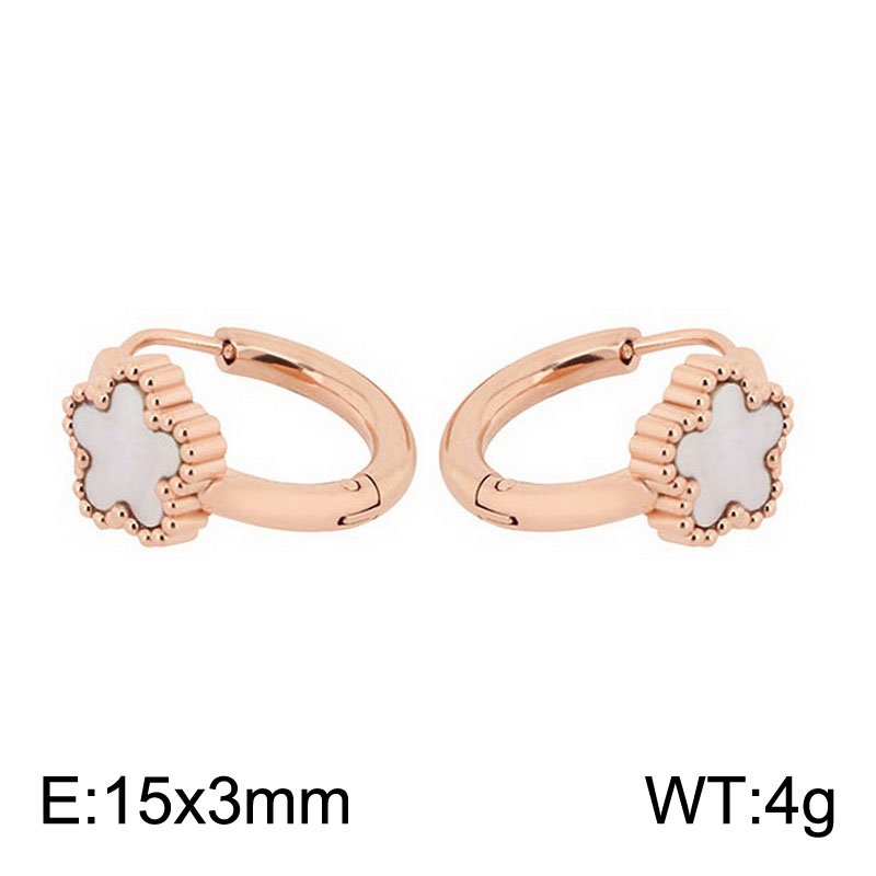 1 Pair Simple Style Flower Inlay Titanium Steel Shell 18K Gold Plated Hoop Earrings display picture 9