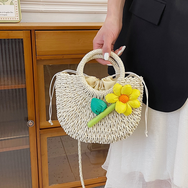 Women's Braid Solid Color Flower Beach Sewing Thread String Handbag display picture 2