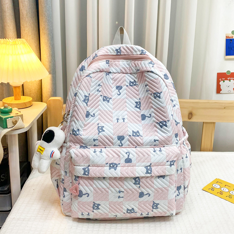 Large Plaid Casual School Daily School Backpack display picture 2